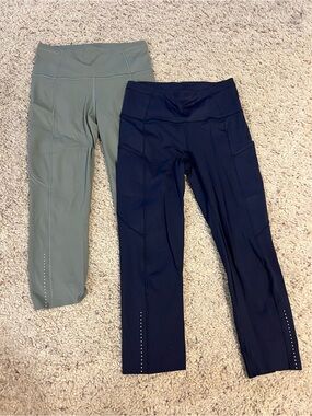lululemon athletica fast and free Capri Leggings in Olive and Navy